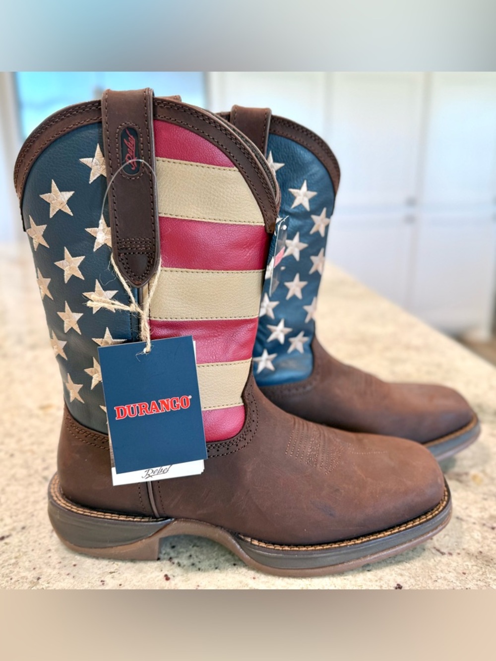 DURANGO MEN'S PATRIOTIC SQUARE TOE WESTERN COWBOY BOOTS